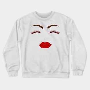 Red Lips, Lashes And Eyebrows Crewneck Sweatshirt